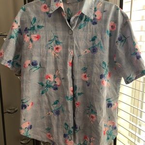 Lavender floral button down shirt